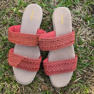 Old Navy Coral Orange Sandals with Woven Straps